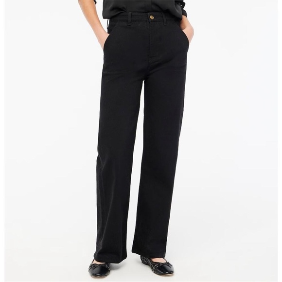 J CREW Black Wide-Leg Denim Trouser High-Rise Size 28 - Picture 1 of 13